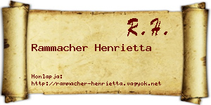 Rammacher Henrietta névjegykártya